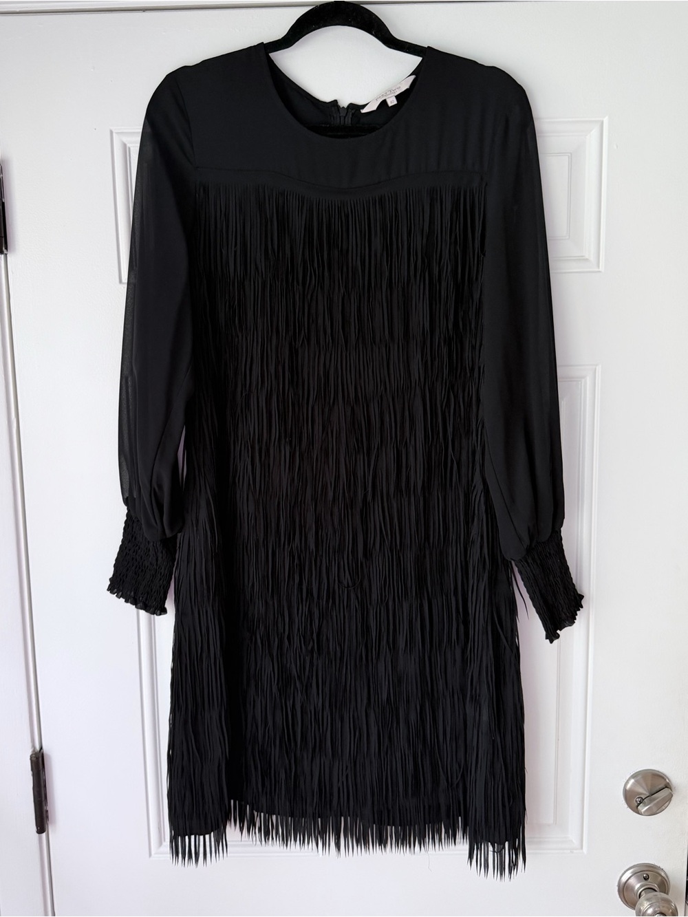 Part two black mini fringe dress with long sleeve size 40 L